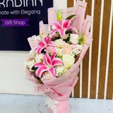 The Everlasting Grace Artificial Pink Lily & White Rose Bouquet – photo 2