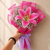 Dramatic Pink Star Lily & Gypsy Signature Bouquet – photo 2