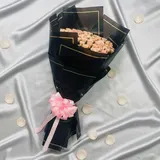100 Shade Pink Rose Round Bouquet with Black Wrap – photo 2