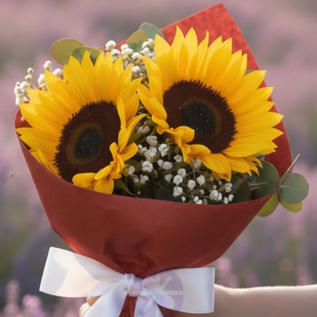 The Heartfelt Harmony Duo Sunflower & Baby's Breath Bouquet