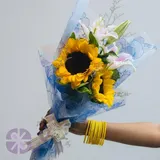 Sunflower & Lily Hand Bouquet - Bright & Cheerful Gift – photo 3