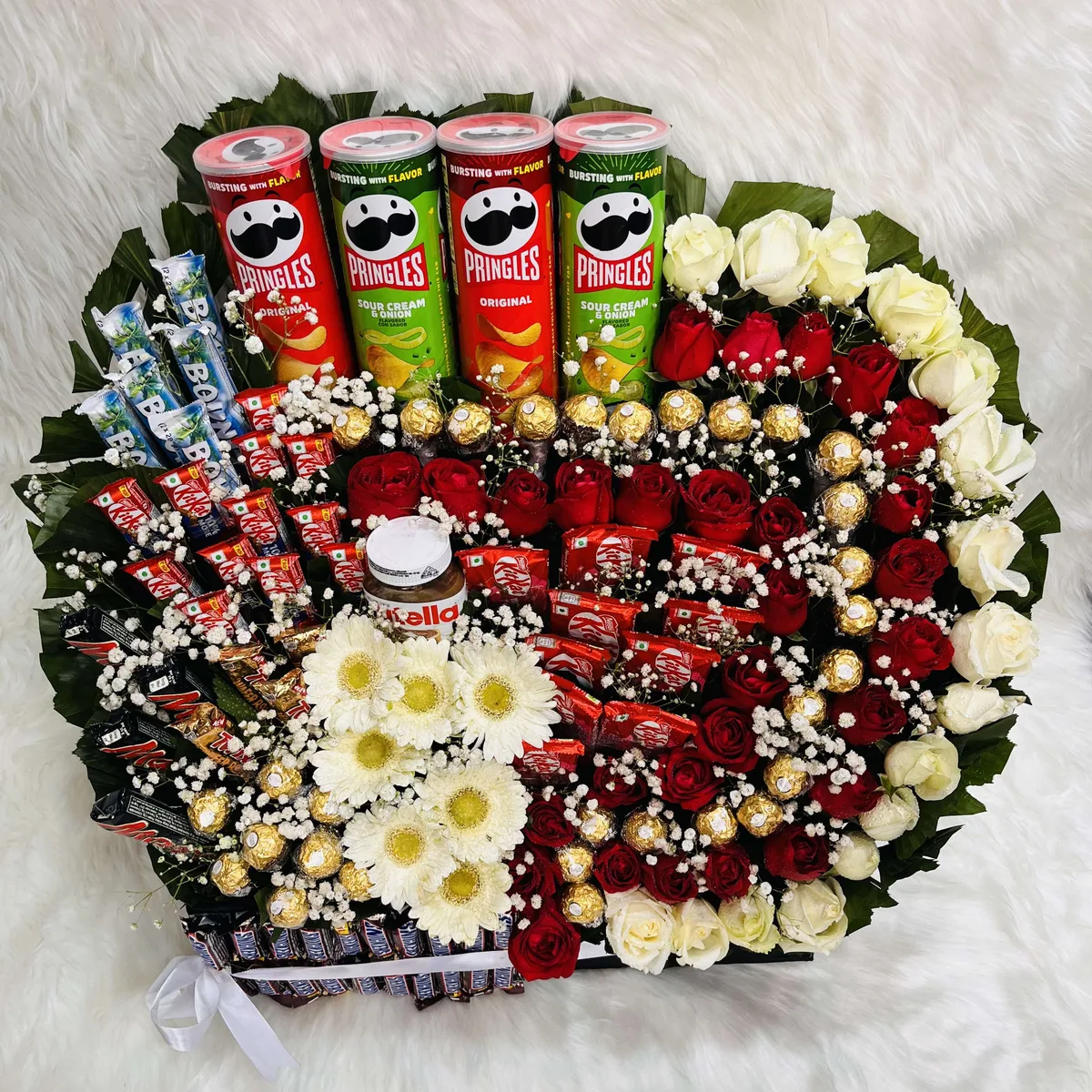 Ultimate Snacks, Mix Chocolate, and Flower Hamper Box