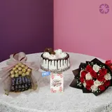 Classic Indulgence Fresh Rose Bouquet, Chocolate Bouquet & Cake Combo – photo 2