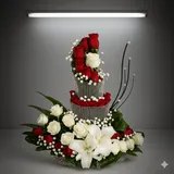 Elegant Red & White Flower Basket Arrangement – Luxury Gift Bouquet – photo 1