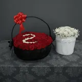 Ultimate Affection Personalized Red Rose Basket & White Rose Box Combo – photo 1