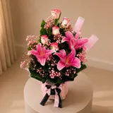 Pink Lily & Pink Shade Rose Bouquet: The Serenity Bloom – photo 2