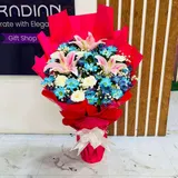 Regal Blue & Pink Mixed Stand Bouquet – photo 1
