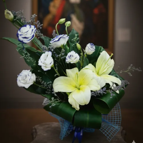 Serene White & Blue Bloom Basket