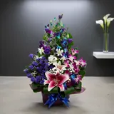 Elegant Orchid & Lily Bloom Basket – photo 1