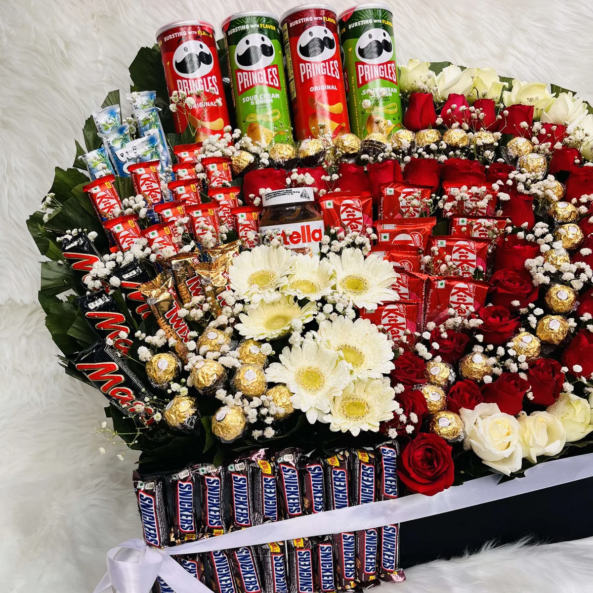 Ultimate Snacks, Mix Chocolate, and Flower Hamper Box