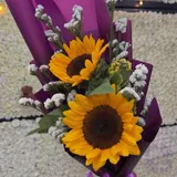 The Purple Glow Two Sunflowers & White Bloom Bouquet – photo 3