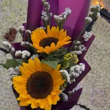 The Purple Glow Two Sunflowers & White Bloom Bouquet – photo 2