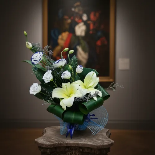 Serene White & Blue Bloom Basket