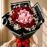 The Passionate Bloom Black Wrap Lily & Red Rose Bouquet – photo 3