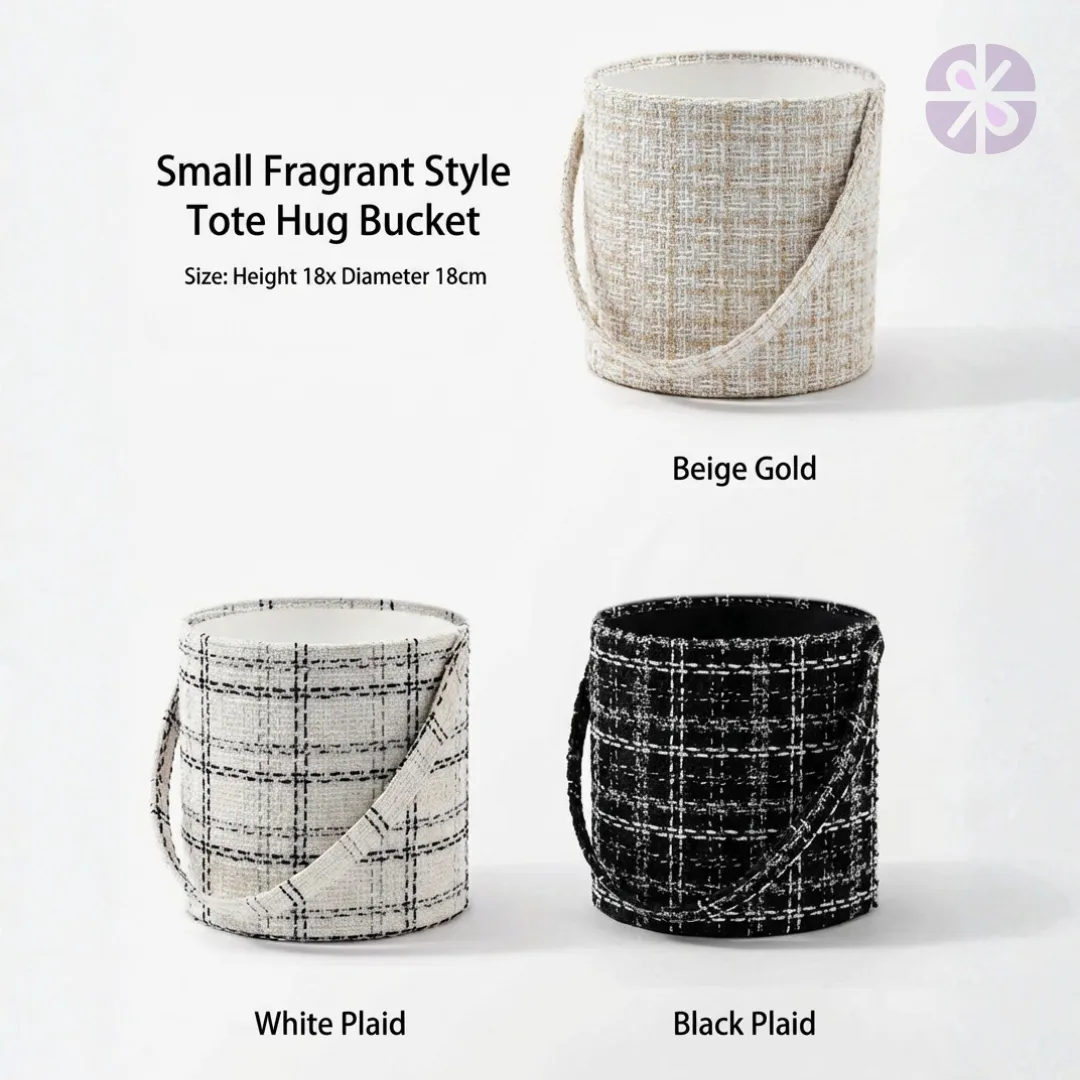 40 White Roses in Hungging Tweed Round Gift Box