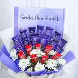 Sweeter Than Chocolate Bouquet – Dairy Milk & KitKat Combo with White Blooms – photo 2
