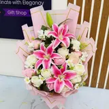 The Everlasting Grace Artificial Pink Lily & White Rose Bouquet – photo 4