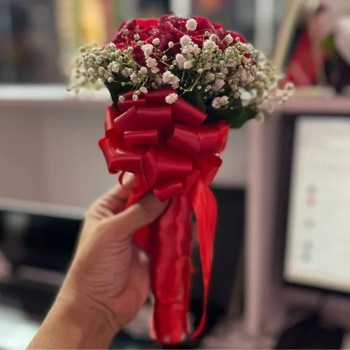 Premium Wedding Mini Red Rose Hand Bouquet