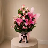 Pink Lily & Pink Shade Rose Bouquet: The Serenity Bloom – photo 1