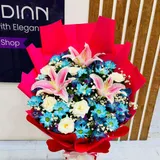 Regal Blue & Pink Mixed Stand Bouquet – photo 3
