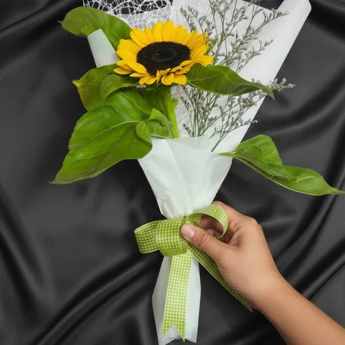 The Solitary Ray Single Sunflower Hand Bouquet