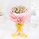 Blush Pink Ferrero Rocher Bouquet with Golden Bow – Luxury Chocolate Gift for Special Moments – photo 1