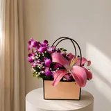 Exotic Pink Lily & Purple Orchid Premium Gift Bag – photo 1