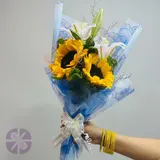 Sunflower & Lily Hand Bouquet - Bright & Cheerful Gift – photo 1