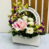 The Exotic Opulence White Box Lily, Orchid & Rose Mix – photo 2