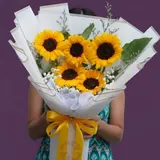 The Big Bright Hug Sunflower & White Wrap Bouquet – photo 2