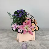 Elegant Bloom Bag Pink Lily, Rose & Purple Statice Mixing – photo 3