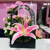 Midnight Garden Black Box Lily, Rose,Gerbera & Carnation Mix Box – photo 1