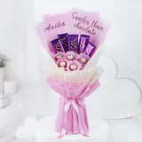 Personalized Pink Chocolate Bouquet with Ferrero Rocher & Dairy Milk Silk – photo 1
