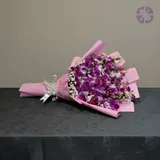 Royal Charm Fresh Purple Orchid and Baby's Breath Bouquet – photo 3