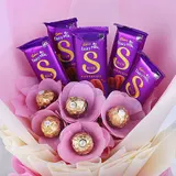 Personalized Pink Chocolate Bouquet with Ferrero Rocher & Dairy Milk Silk – photo 3