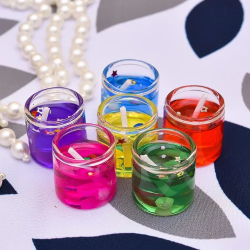6-Piece Romantic Gel Shot Candles Set - Multicolored