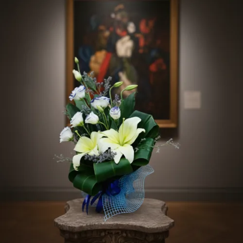 Serene White & Blue Bloom Basket