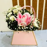 The Spring Purity Pink Box Lily & White Rose Arrangement – photo 1