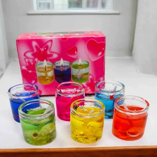 6-Piece Romantic Gel Shot Candles Set - Multicolored