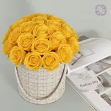 40 Yellow Roses in Hugging Tweed Round Gift Box – photo 1