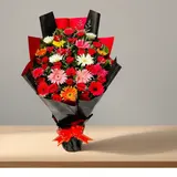Multi-Color Gerbera and Red Rose Celebration Bouquet – photo 4