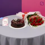 Sweet Love Combo Fresh Rose & Kit Kat Bouquet with Cake – photo 2