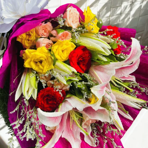 Vivid Romance Lily & Rose Bouquet