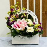 The Exotic Opulence White Box Lily, Orchid & Rose Mix – photo 1