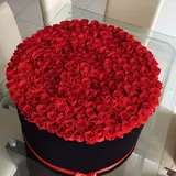 300 Luxury Red Roses with Black Round Box – photo 3