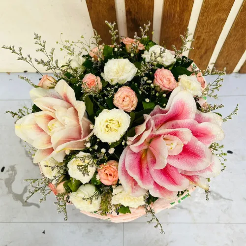 Sweetest Whisper Round Mini Lily & Rose Gift Bouquet
