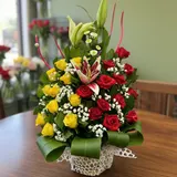 Radian Red & Yellow Rose Basket – photo 1