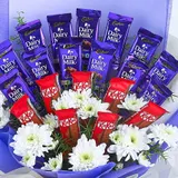 Sweeter Than Chocolate Bouquet – Dairy Milk & KitKat Combo with White Blooms – photo 3