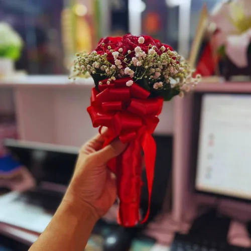 Premium Wedding Mini Red Rose Hand Bouquet
