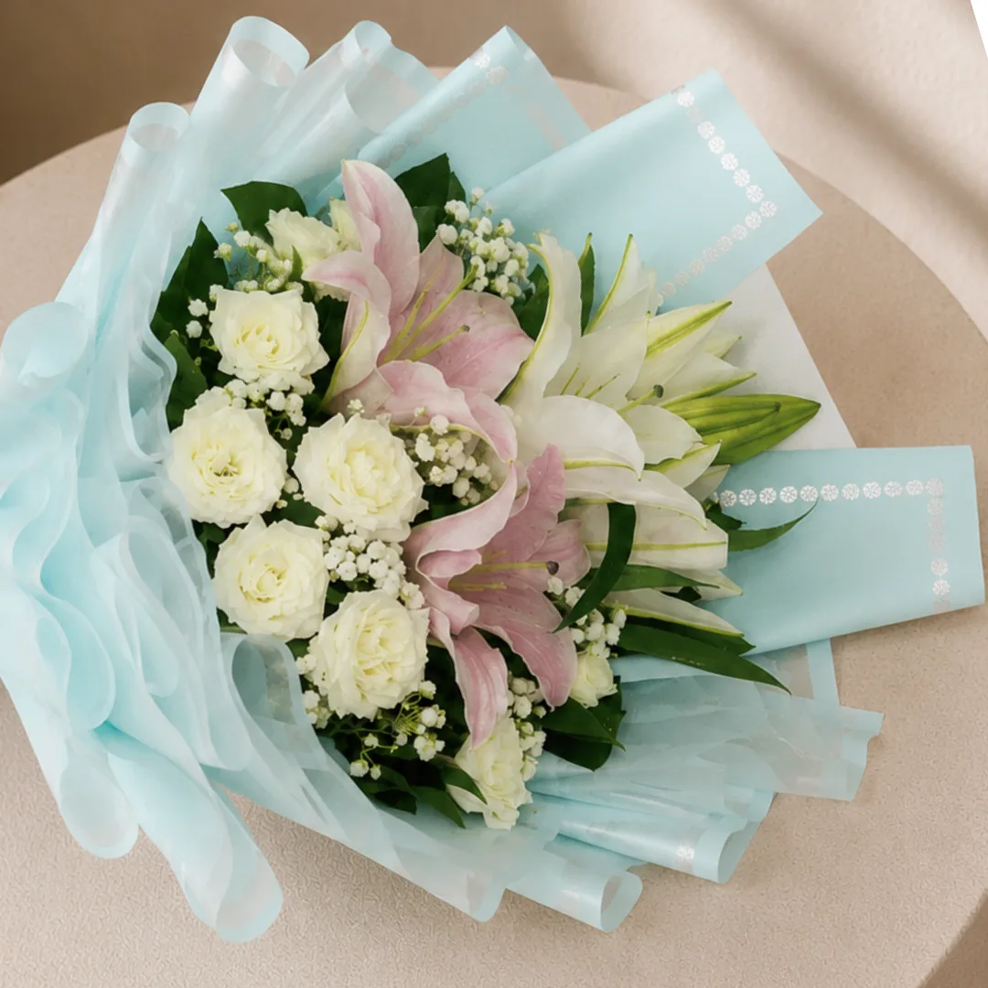 A Serene Lily & Rose Bouquet